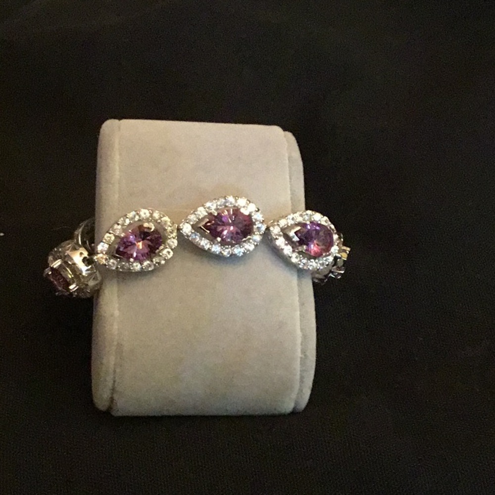 Women’s Beautiful Amethysts & Diamonique Bracelet